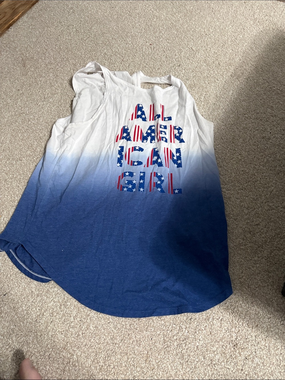 American Flag Ombre Tank Top - White to Blue
